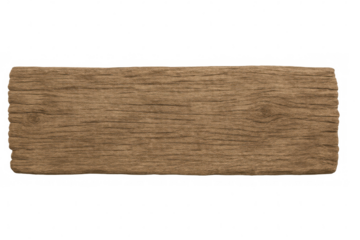 Wooden sign showing knots and wood grain isolated on transparent background, ideal for adding custom text or graphics