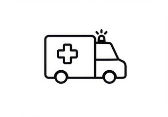 Fototapeta premium Ambulance car line drawing icon isolated on white background