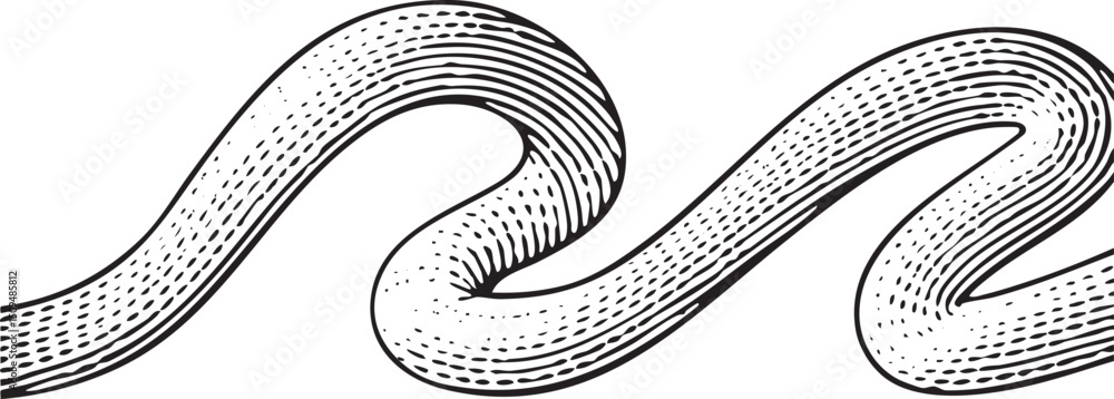 Poster stylized continuous wave forms a graceful flowing curve.