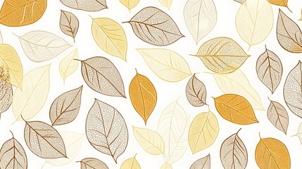 Obraz premium Golden Autumn Leaves Pattern Background