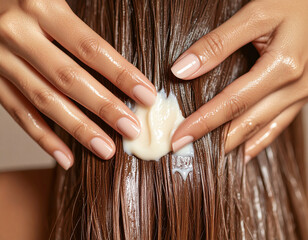 Naklejka premium Deep Conditioning Hair Treatment Achieve Luscious, Healthy Locks with This Simple Routine