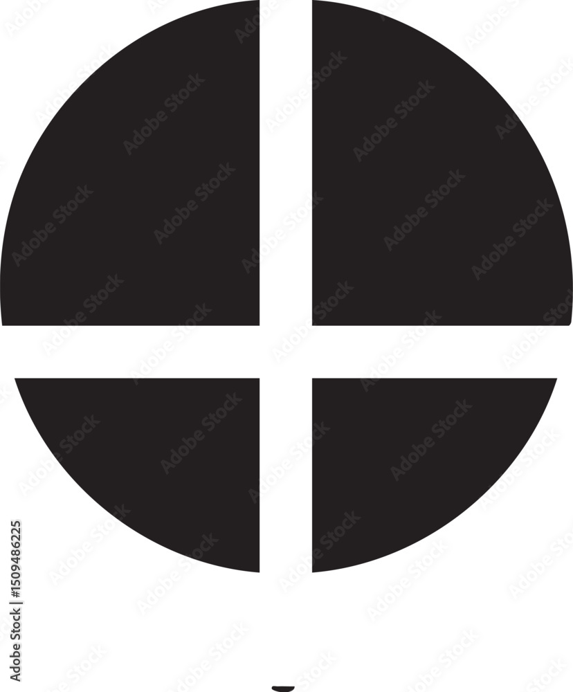 Poster stark white circle is divided into four equal segments by two horizontal lines creating a symmetrica