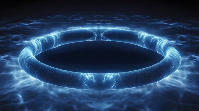 Glowing Blue Energy Ring Abstract Background