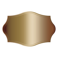Bronze frame icon. Classic vector shape. Gradient brown label. Elegant empty badge.