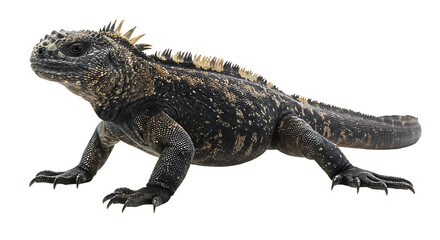Naklejka premium Detailed Side View of a Marine Iguana with Spiked Dorsal Crest