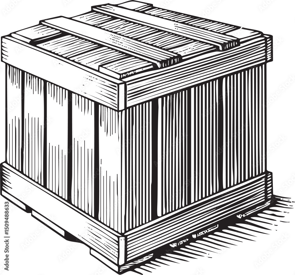 Poster wooden crate sits upright on a flat surface displaying stacked rectangular compartments.
