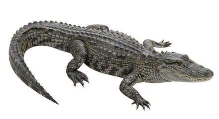 Naklejka premium Detailed View of a Gray Crocodile with Scaled Skin