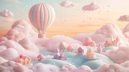A whimical 3d clay art scene of pink colour made by pastel