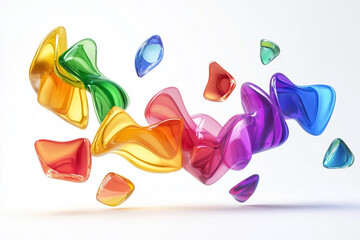 Rainbow floating shapes in white background