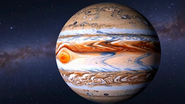 3d illustration of the planet Jupiter from space