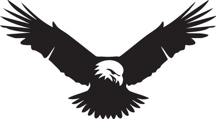 Obraz premium majestic bald eagle soars with outstretched wings against a stark white background.