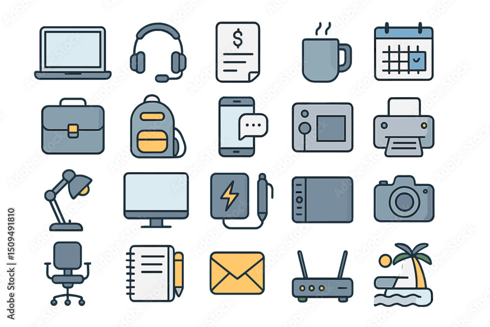 Poster Workspace setup featuring essential tools for productivity during work hours