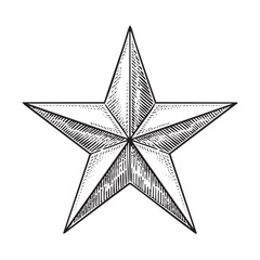 Obraz premium detailed hand-drawn star stands against a plain white background.