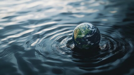 Earth afloat on rippling water.