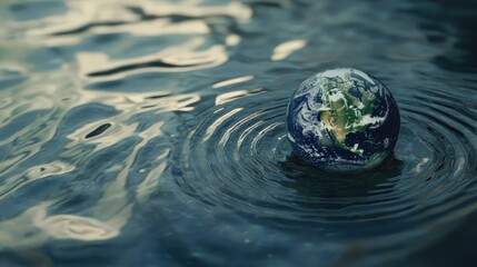 Earth resting gently on rippling water.