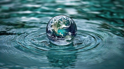 Earth resting gently on rippling water.