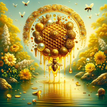 Oshun, abstract background with flowers and butterflies