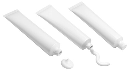 White Toothpaste Tubes with Cream Texture