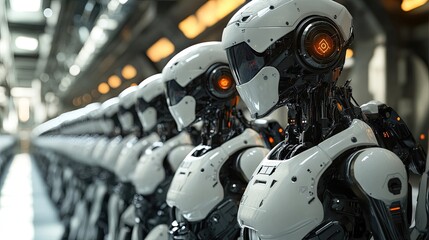 Fototapeta premium Human-Machine Interaction visual concept showcasing robots AI interaction technology human behavior digital tools