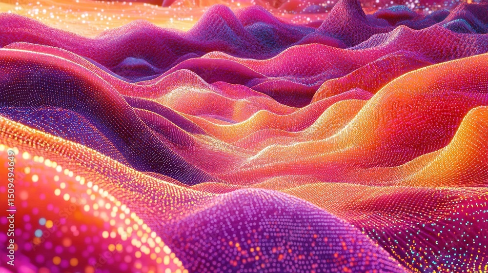 Fototapete a vibrant 3d landscape pulsating with interconnected