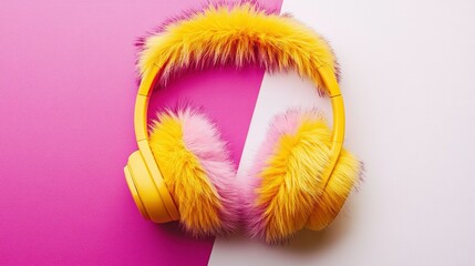 A minimalist of pair of headphone on white background