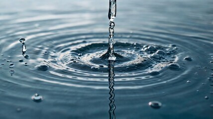 Water Droplet Impact Ripples and Reflections on Still Water Surface