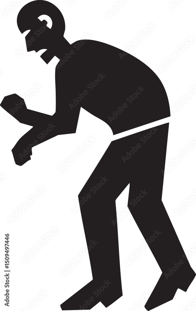 Poster silhouetted man gestures emphatically with an open hand.