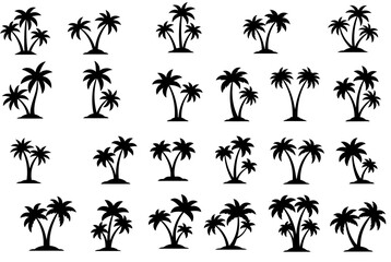 Palm Tree Vector Silhouettes: Various Designs for Beach, Island, and Paradise Themes