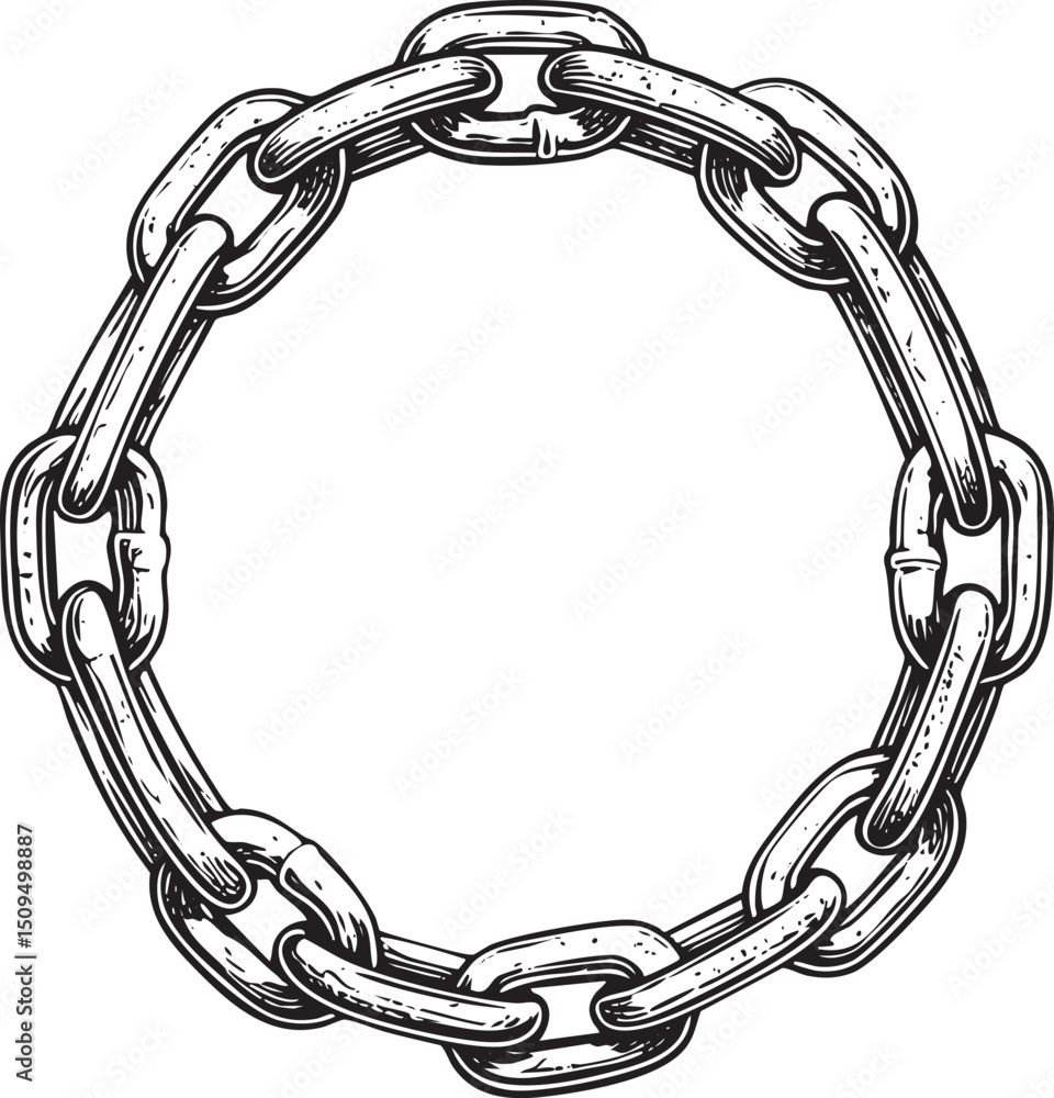Poster circular chain forms a delicate ornate shape.