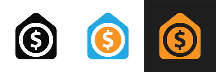 Dollar coin house icon design on white background. Dollar coin house icon illustration