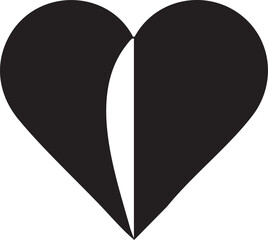 Fototapeta premium stylized symmetrical heart shape is divided diagonally with a crisp white .