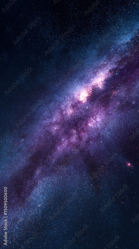Wall mural purple and blue milky way galaxy in dark night sky