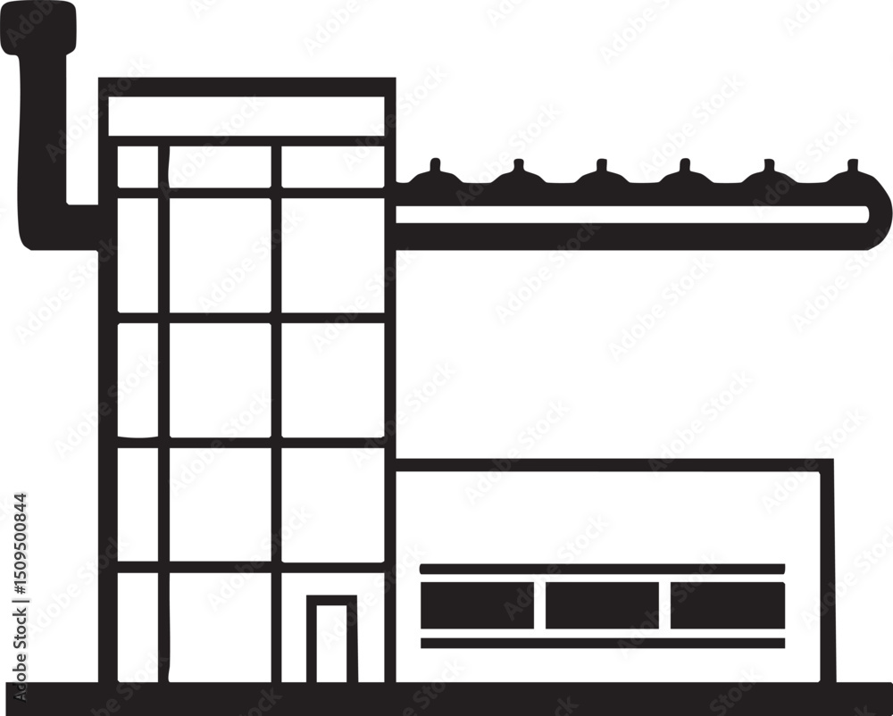Poster tall building features a crane extending from its rooftop.