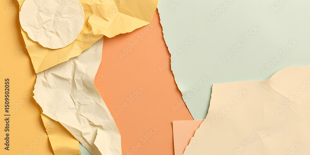 Aufkleber artistic paper collage image, a symphony of textures. crinkled surfaces mingle with smooth paper sec