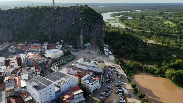 bom jesus da lapa, bahia, brazil - may 19, 2025: View of a bridge crossing the Sao Francisco River in the city of Bom Jesus da Lapa in western Bahia.