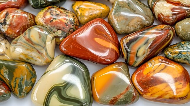 Colorful Polished Ocean Jasper Tumbled Stones Collection