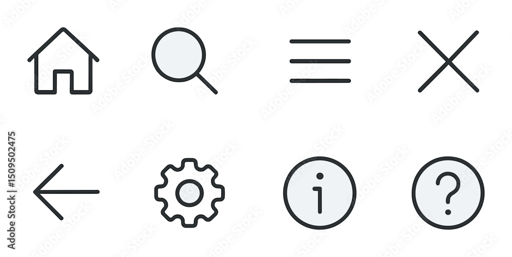 Poster minimal interface outline icons set – sleek, modern and ui design essentials
