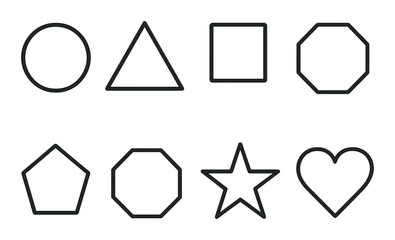 Geometric silhouette icons set – shape, simple and minimal design elements