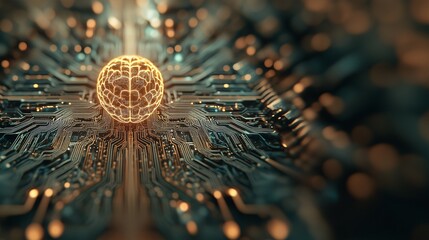 Centralized AI Brain Processor on Futuristic Electronic Circuit Network
