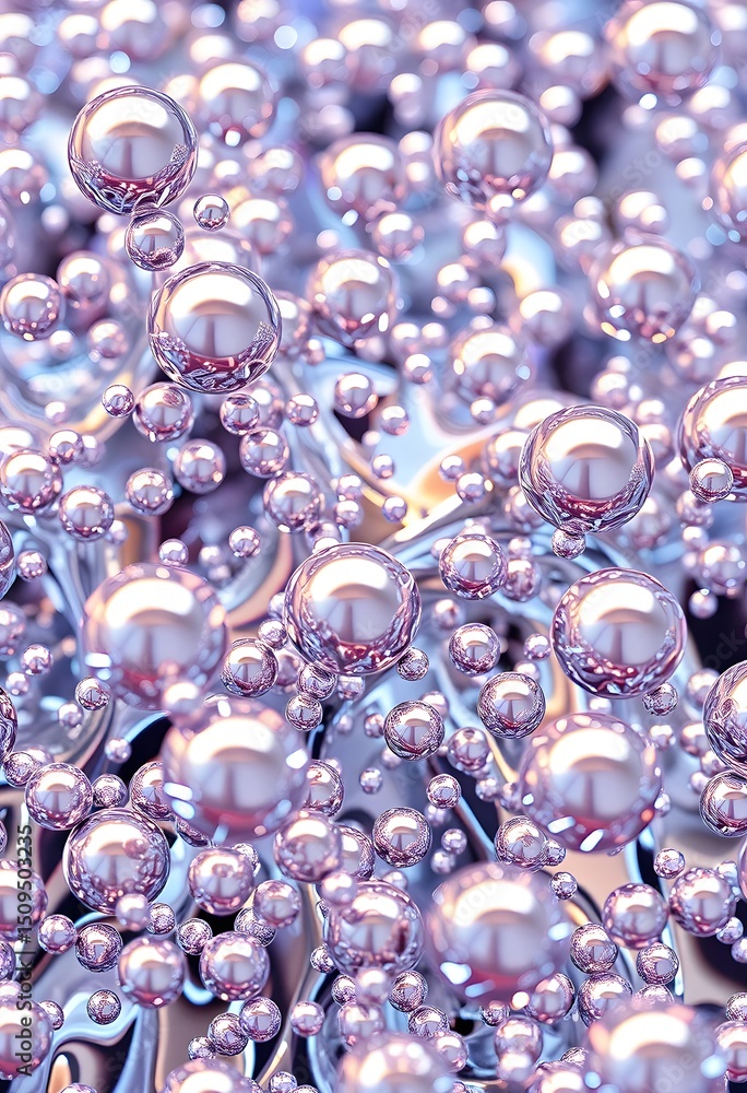 Poster abstract chrome particles, reflective surfaces create a mesmerizing visual texture. the light and hi
