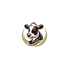 Artisanal Dairy Cow Logo. Elegant Design Highlighting the Gentle Nature of Dairy Cows