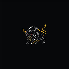 Raging Bull Wild Animal Logo.  Powerful and Fierce Bull Symbolizing Strength and Destruction