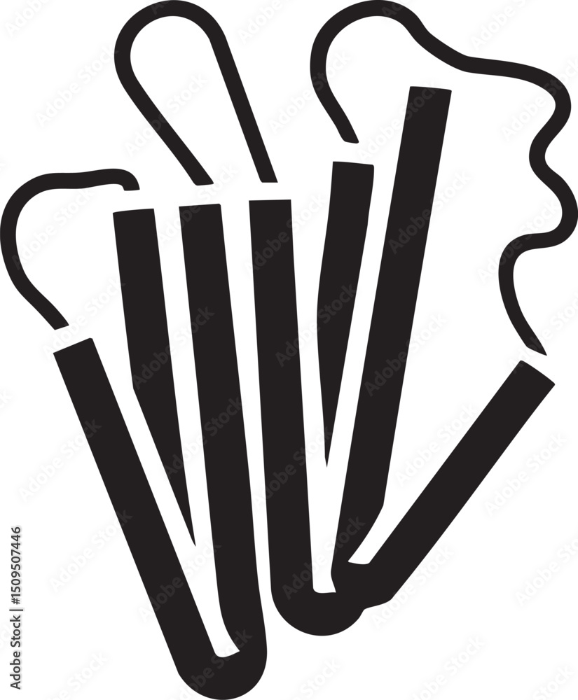 Poster five black paper clips extend upwards in a dynamic abstract composition.