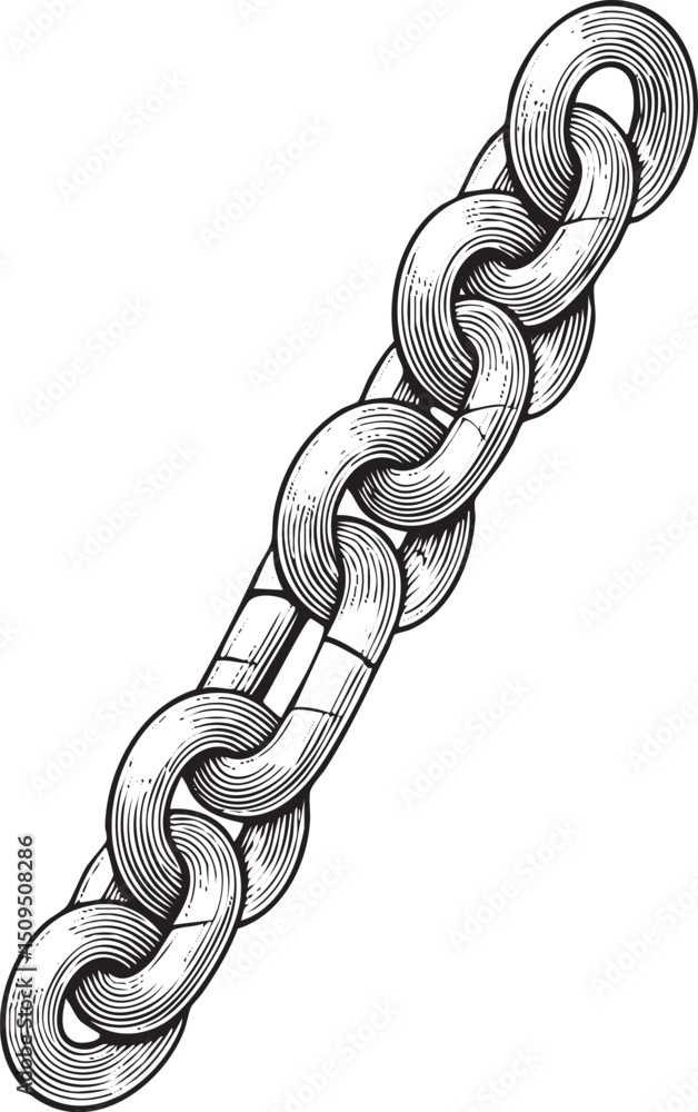 Poster linear chain composed of interlocking metal links.