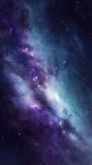 Fototapeta premium Cosmic Nebula with Purple and Blue Hues in Dark Night Sky