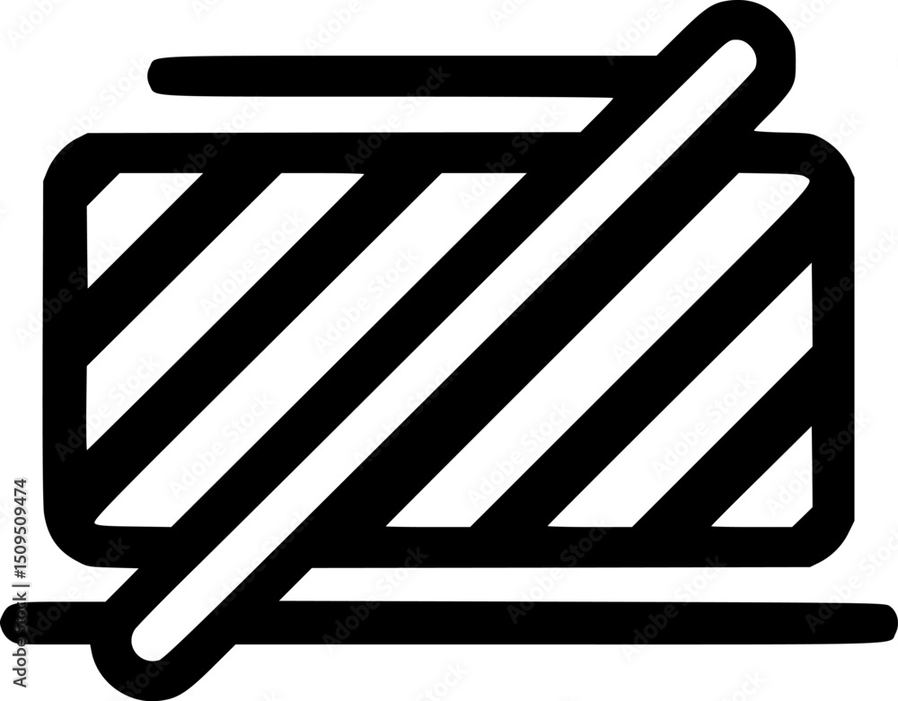 Poster striped rectangle with topbottom bars crossed by a diagonal line