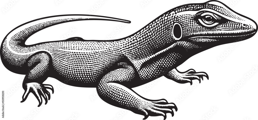 Poster sleek lizard swiftly moves across a plain surface.