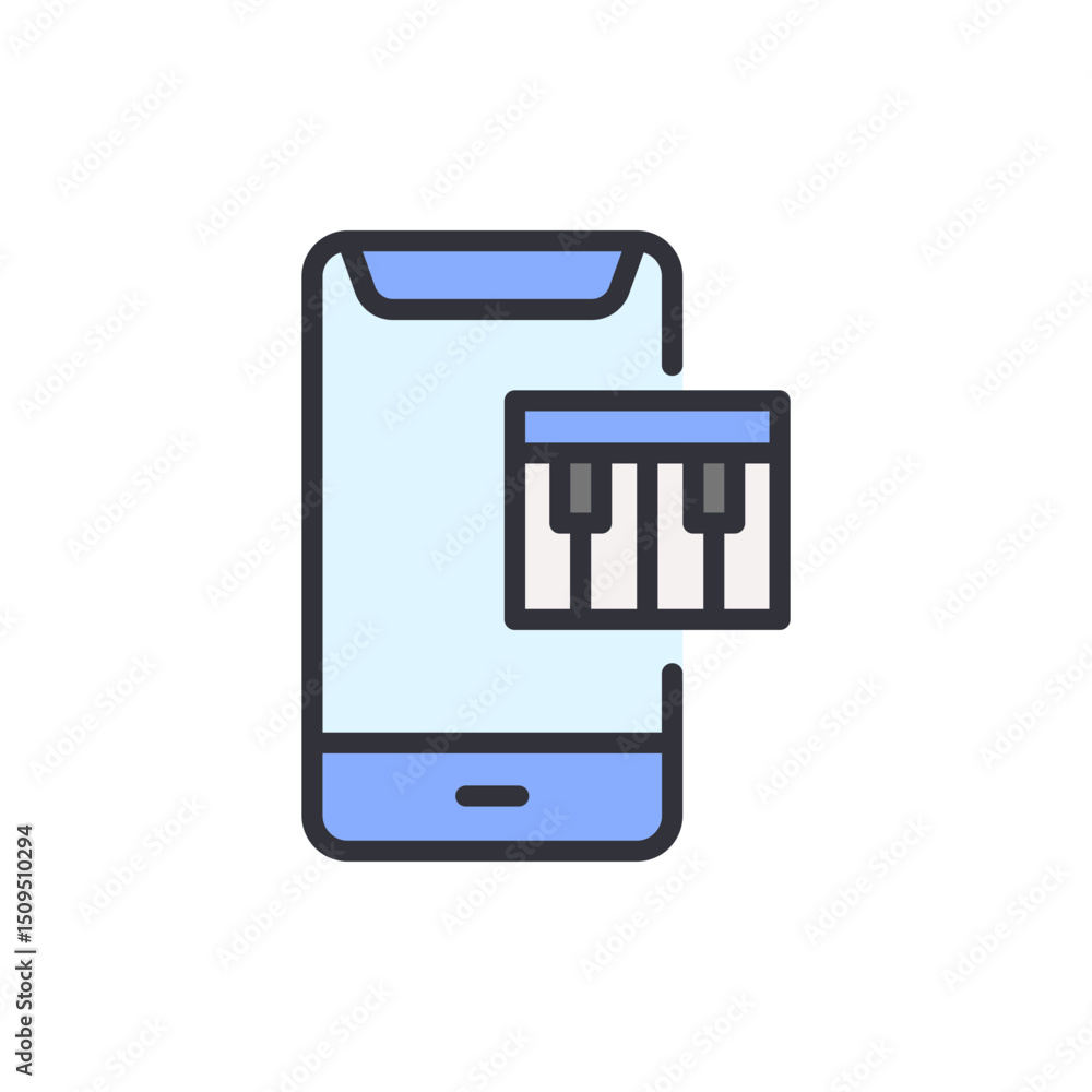 Poster smartphone interface displaying music application for online entertainment