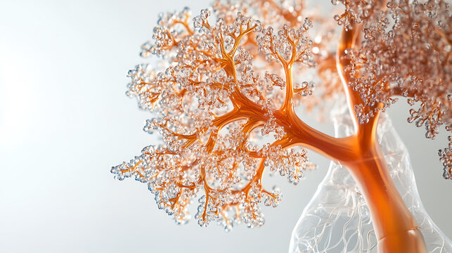 Illustration of a Lungs' Bronchial Tree with Detailed Branches