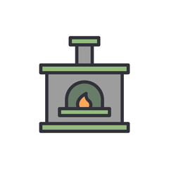 Charming Illustration Of A Traditional Pizza Oven With Burning Flames